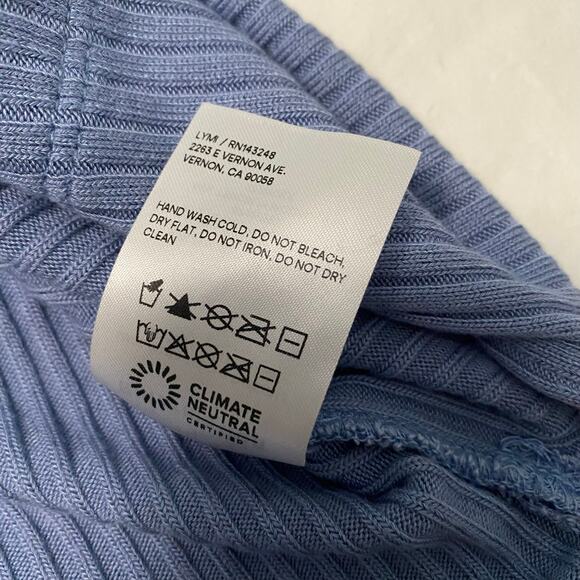 Reformation Blue Ribbed Midi Knit Dress Cutout Front Women's XS - Picture 6 of 7